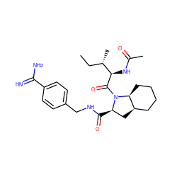 CC[C@H](C)[C@@H](NC(C)=O)C(=O)N1[C@H](C(=O)NCc2ccc(C(=N)N)cc2)C[C@@H]2CCCC[C@@H]21 ZINC000028903467