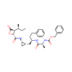 CC[C@H](C)[C@@H]1C(=O)O[C@H]1C(=O)N[C@H]1C[C@H]1C[C@@H](CCc1ccccc1)NC(=O)[C@H](C)NC(=O)OCc1ccccc1 ZINC000095589612