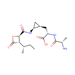 CC[C@H](C)[C@@H]1C(=O)O[C@H]1C(=O)N[C@H]1C[C@H]1C[C@H](NC(=O)[C@H](C)N)C(=O)O ZINC000040424126