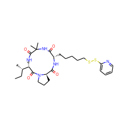 CC[C@H](C)[C@@H]1NC(=O)C(C)(C)NC(=O)[C@H](CCCCCSSc2ccccn2)NC(=O)[C@H]2CCCN2C1=O ZINC000028975737