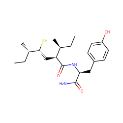 CC[C@H](C)[C@H](C[C@@H](S)[C@@H](C)CC)C(=O)N[C@@H](Cc1ccc(O)cc1)C(N)=O ZINC000029549667