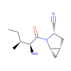 CC[C@H](C)[C@H](N)C(=O)N1[C@H](C#N)C[C@@H]2C[C@@H]21 ZINC000013560879