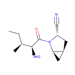 CC[C@H](C)[C@H](N)C(=O)N1[C@H](C#N)C[C@H]2C[C@H]21 ZINC000013560877