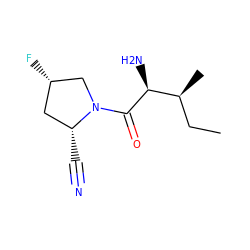 CC[C@H](C)[C@H](N)C(=O)N1C[C@@H](F)C[C@H]1C#N ZINC000003974661