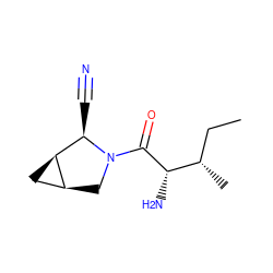 CC[C@H](C)[C@H](N)C(=O)N1C[C@H]2C[C@H]2[C@H]1C#N ZINC000013560880