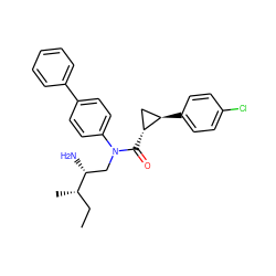 CC[C@H](C)[C@H](N)CN(C(=O)[C@@H]1C[C@H]1c1ccc(Cl)cc1)c1ccc(-c2ccccc2)cc1 ZINC000299869683