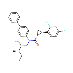 CC[C@H](C)[C@H](N)CN(C(=O)[C@@H]1C[C@H]1c1ccc(F)cc1F)c1ccc(-c2ccccc2)cc1 ZINC000299866142