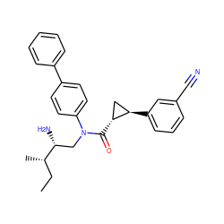 CC[C@H](C)[C@H](N)CN(C(=O)[C@@H]1C[C@H]1c1cccc(C#N)c1)c1ccc(-c2ccccc2)cc1 ZINC000299870676