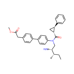 CC[C@H](C)[C@H](N)CN(C(=O)[C@@H]1C[C@H]1c1ccccc1)c1ccc(-c2ccc(CC(=O)OC)cc2)cc1 ZINC000299855645