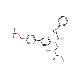 CC[C@H](C)[C@H](N)CN(C(=O)[C@@H]1C[C@H]1c1ccccc1)c1ccc(-c2ccc(COC(C)(C)C)cc2)cc1 ZINC000299871646