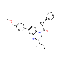 CC[C@H](C)[C@H](N)CN(C(=O)[C@@H]1C[C@H]1c1ccccc1)c1ccc(-c2ccc(COC)cc2)cc1 ZINC000299867548