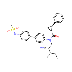 CC[C@H](C)[C@H](N)CN(C(=O)[C@@H]1C[C@H]1c1ccccc1)c1ccc(-c2ccc(NS(C)(=O)=O)cc2)cc1 ZINC000299869317