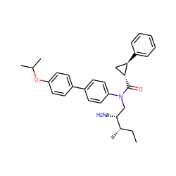 CC[C@H](C)[C@H](N)CN(C(=O)[C@@H]1C[C@H]1c1ccccc1)c1ccc(-c2ccc(OC(C)C)cc2)cc1 ZINC000299861458