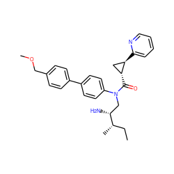 CC[C@H](C)[C@H](N)CN(C(=O)[C@@H]1C[C@H]1c1ccccn1)c1ccc(-c2ccc(COC)cc2)cc1 ZINC000072316696