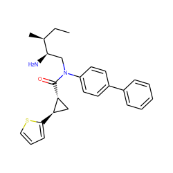 CC[C@H](C)[C@H](N)CN(C(=O)[C@@H]1C[C@H]1c1cccs1)c1ccc(-c2ccccc2)cc1 ZINC000299868652