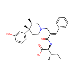 CC[C@H](C)[C@H](NC(=O)/C(=C/c1ccccc1)CN1CC[C@](C)(c2cccc(O)c2)[C@@H](C)C1)C(=O)O ZINC001772613145