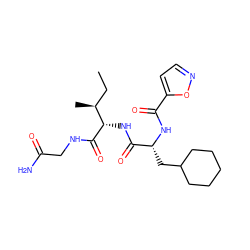 CC[C@H](C)[C@H](NC(=O)[C@@H](CC1CCCCC1)NC(=O)c1ccno1)C(=O)NCC(N)=O ZINC001772614070