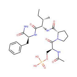 CC[C@H](C)[C@H](NC(=O)[C@@H]1CCCN1C(=O)[C@H](COP(=O)(O)O)NC(C)=O)C(=O)N[C@@H](Cc1ccccc1)C(N)=O ZINC000071280781