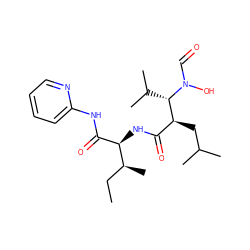 CC[C@H](C)[C@H](NC(=O)[C@H](CC(C)C)[C@H](C(C)C)N(O)C=O)C(=O)Nc1ccccn1 ZINC000003820356