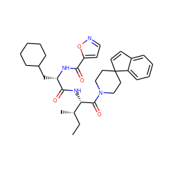 CC[C@H](C)[C@H](NC(=O)[C@H](CC1CCCCC1)NC(=O)c1ccno1)C(=O)N1CCC2(C=Cc3ccccc32)CC1 ZINC000096284601