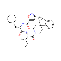 CC[C@H](C)[C@H](NC(=O)[C@H](CC1CCCCC1)NC(=O)c1ccno1)C(=O)N1CCC2(CC1)c1ccccc1[C@H]1O[C@H]12 ZINC001772578233