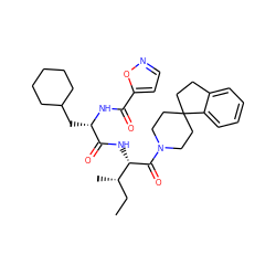 CC[C@H](C)[C@H](NC(=O)[C@H](CC1CCCCC1)NC(=O)c1ccno1)C(=O)N1CCC2(CCc3ccccc32)CC1 ZINC000064513348