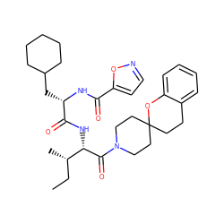 CC[C@H](C)[C@H](NC(=O)[C@H](CC1CCCCC1)NC(=O)c1ccno1)C(=O)N1CCC2(CCc3ccccc3O2)CC1 ZINC000201522937