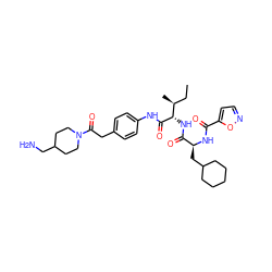 CC[C@H](C)[C@H](NC(=O)[C@H](CC1CCCCC1)NC(=O)c1ccno1)C(=O)Nc1ccc(CC(=O)N2CCC(CN)CC2)cc1 ZINC000064527180