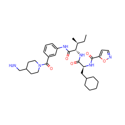 CC[C@H](C)[C@H](NC(=O)[C@H](CC1CCCCC1)NC(=O)c1ccno1)C(=O)Nc1cccc(C(=O)N2CCC(CN)CC2)c1 ZINC000064527108