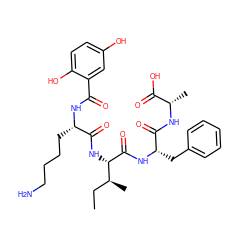 CC[C@H](C)[C@H](NC(=O)[C@H](CCCCN)NC(=O)c1cc(O)ccc1O)C(=O)N[C@@H](Cc1ccccc1)C(=O)N[C@@H](C)C(=O)O ZINC000029399819