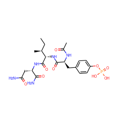 CC[C@H](C)[C@H](NC(=O)[C@H](Cc1ccc(OP(=O)(O)O)cc1)NC(C)=O)C(=O)N[C@@H](CC(N)=O)C(N)=O ZINC000027108130