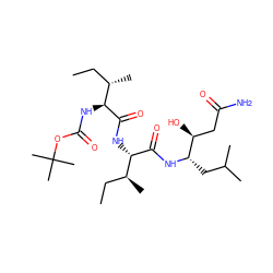 CC[C@H](C)[C@H](NC(=O)OC(C)(C)C)C(=O)N[C@H](C(=O)N[C@@H](CC(C)C)[C@@H](O)CC(N)=O)[C@@H](C)CC ZINC000013861395