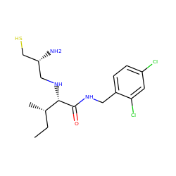 CC[C@H](C)[C@H](NC[C@@H](N)CS)C(=O)NCc1ccc(Cl)cc1Cl ZINC000027314383