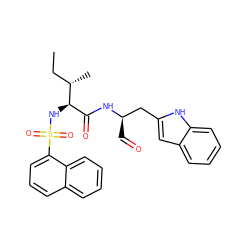 CC[C@H](C)[C@H](NS(=O)(=O)c1cccc2ccccc12)C(=O)N[C@H](C=O)Cc1cc2ccccc2[nH]1 ZINC000013674867