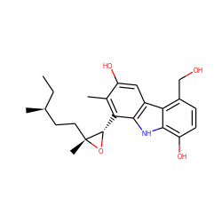 CC[C@H](C)CC[C@@]1(C)O[C@H]1c1c(C)c(O)cc2c1[nH]c1c(O)ccc(CO)c12 ZINC000005599244