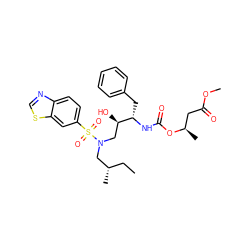 CC[C@H](C)CN(C[C@@H](O)[C@H](Cc1ccccc1)NC(=O)O[C@H](C)CC(=O)OC)S(=O)(=O)c1ccc2ncsc2c1 ZINC000095554999