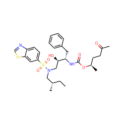 CC[C@H](C)CN(C[C@@H](O)[C@H](Cc1ccccc1)NC(=O)O[C@H](C)CCC(C)=O)S(=O)(=O)c1ccc2ncsc2c1 ZINC000095555383