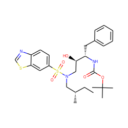 CC[C@H](C)CN(C[C@@H](O)[C@H](Cc1ccccc1)NC(=O)OC(C)(C)C)S(=O)(=O)c1ccc2ncsc2c1 ZINC000095553632