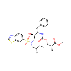 CC[C@H](C)CN(C[C@@H](O)[C@H](Cc1ccccc1)NC(=O)OC[C@@H](C)C(=O)OC)S(=O)(=O)c1ccc2ncsc2c1 ZINC000095554746