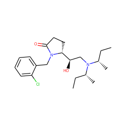 CC[C@H](C)N(C[C@@H](O)[C@H]1CCC(=O)N1Cc1ccccc1Cl)[C@H](C)CC ZINC000027710064