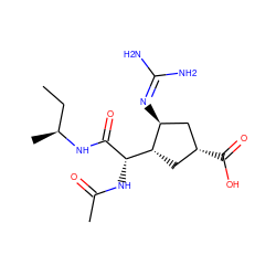 CC[C@H](C)NC(=O)[C@@H](NC(C)=O)[C@H]1C[C@@H](C(=O)O)C[C@@H]1N=C(N)N ZINC000013560195