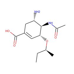 CC[C@H](C)O[C@@H]1C=C(C(=O)O)C[C@H](N)[C@H]1NC(C)=O ZINC000004134486