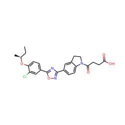 CC[C@H](C)Oc1ccc(-c2nc(-c3ccc4c(c3)CCN4C(=O)CCC(=O)O)no2)cc1Cl ZINC000073141774