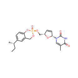 CC[C@H](C)c1ccc2c(c1)CO[P@](=O)(OC[C@@H]1C=C[C@H](n3cc(C)c(=O)[nH]c3=O)O1)O2 ZINC000013561165