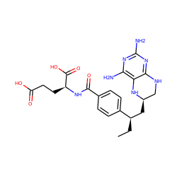 CC[C@H](C[C@@H]1CNc2nc(N)nc(N)c2N1)c1ccc(C(=O)N[C@@H](CCC(=O)O)C(=O)O)cc1 ZINC000026005518