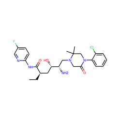 CC[C@H](C[C@H](O)[C@@H](N)CN1CC(=O)N(c2ccccc2Cl)CC1(C)C)C(=O)Nc1ccc(F)cn1 ZINC000096270490