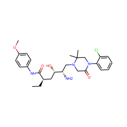 CC[C@H](C[C@H](O)[C@@H](N)CN1CC(=O)N(c2ccccc2Cl)CC1(C)C)C(=O)Nc1ccc(OC)cc1 ZINC000096270494