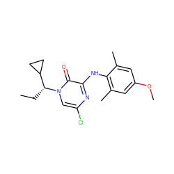 CC[C@H](C1CC1)n1cc(Cl)nc(Nc2c(C)cc(OC)cc2C)c1=O ZINC000043120152