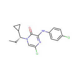 CC[C@H](C1CC1)n1cc(Cl)nc(Nc2ccc(Cl)cc2)c1=O ZINC000043079682