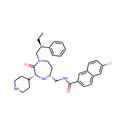 CC[C@H](CN1CC[C@H](CNC(=O)c2ccc3cc(Cl)ccc3c2)N[C@H](C2CCNCC2)C1=O)c1ccccc1 ZINC000149849747